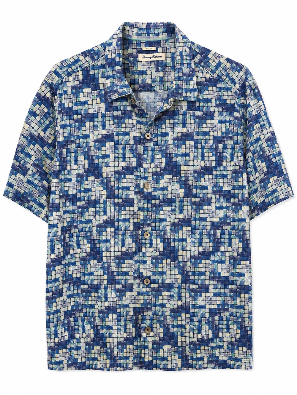 Tommy Bahama Blue Mosaic Short-Sleeve Button-Up Shirt